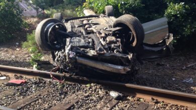 Auto ribaltata, immagine simbolica di incidente stradale