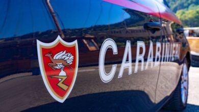 Fiancata di un'auto dei Carabinieri con lo stemma dell'Arma