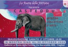 Locandina della mostra collettiva Casteddu alla Ruota della Fortuna