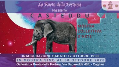 Locandina della mostra collettiva Casteddu alla Ruota della Fortuna