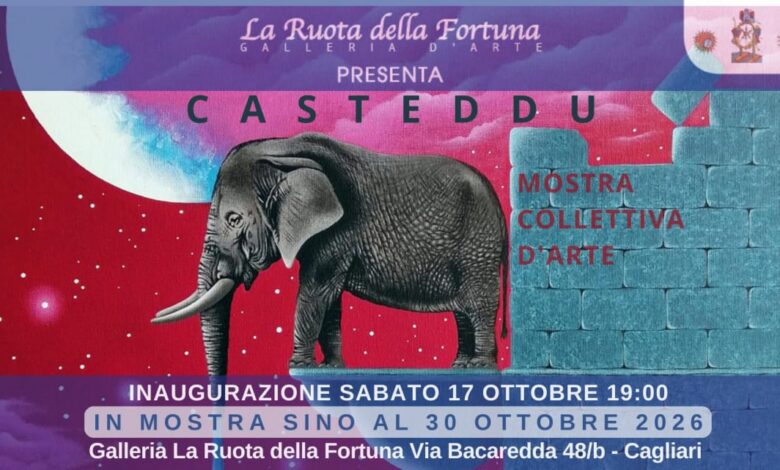 Locandina della mostra collettiva Casteddu alla Ruota della Fortuna