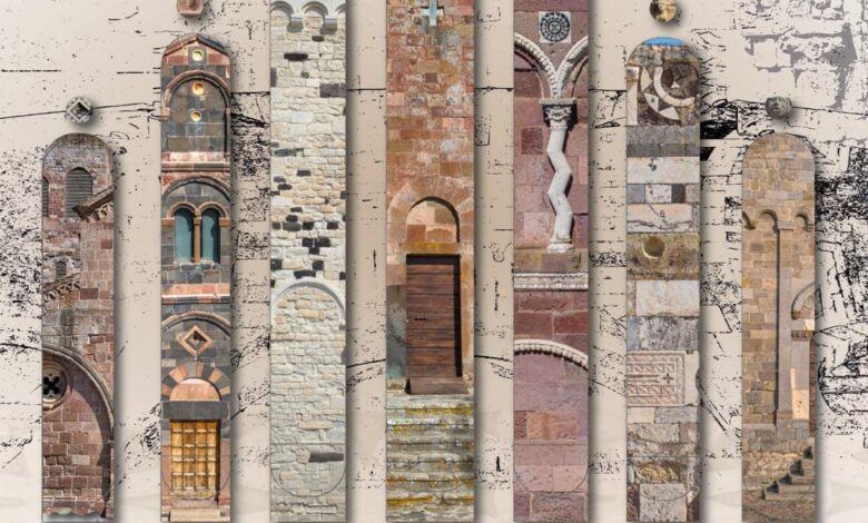 Particolari di chiese romaniche della Sardegna dalla locandina delle Giornate del Romanico 2026