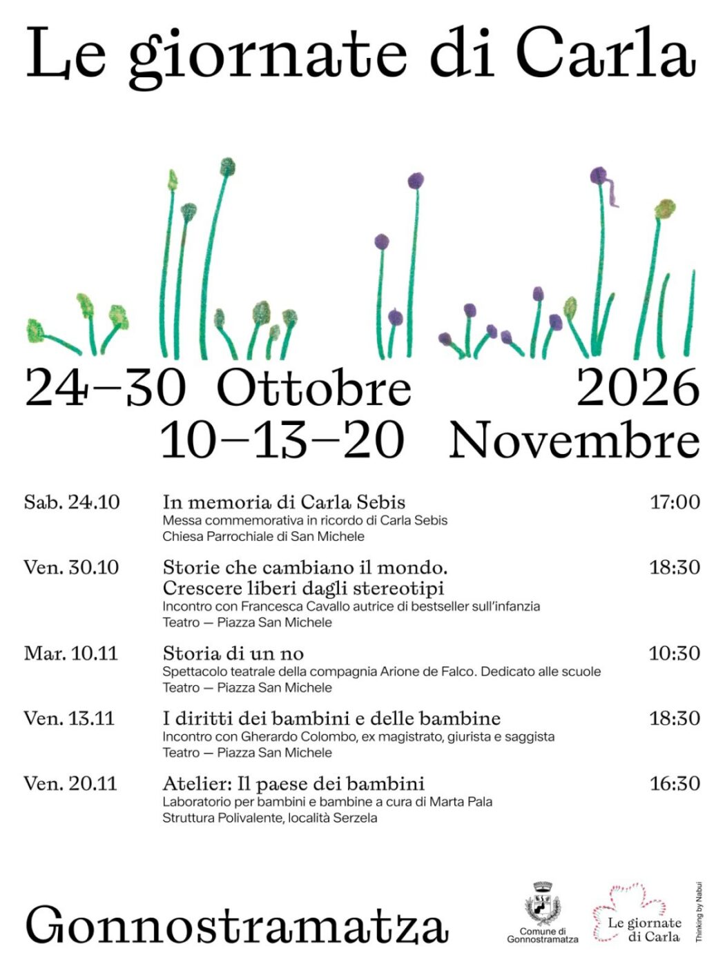 Il programma de Le Giornate di Carla a Gonnostramatza