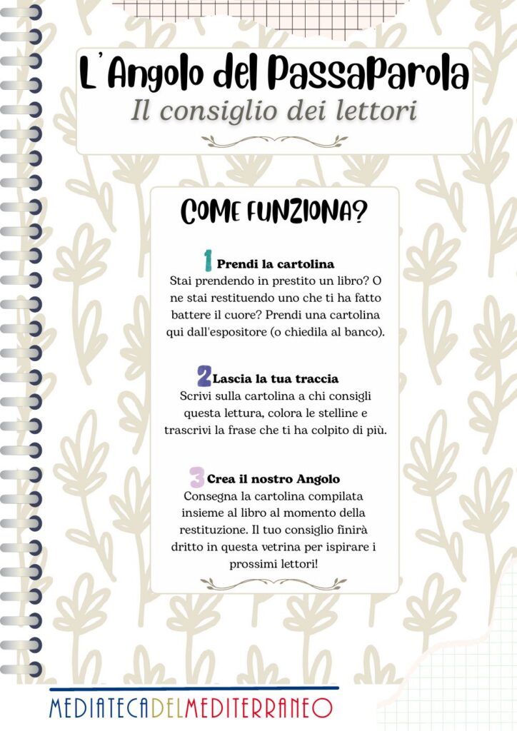 Locandina de L’Angolo del Passaparola alla MEM – Mediateca del Mediterraneo di Cagliari