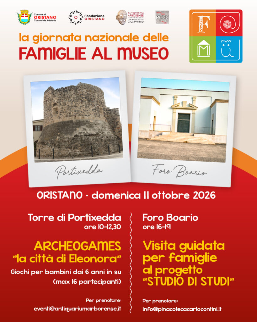 Locandina della Giornata nazionale delle Famiglie al Museo a Oristano, domenica 11 ottobre 2026