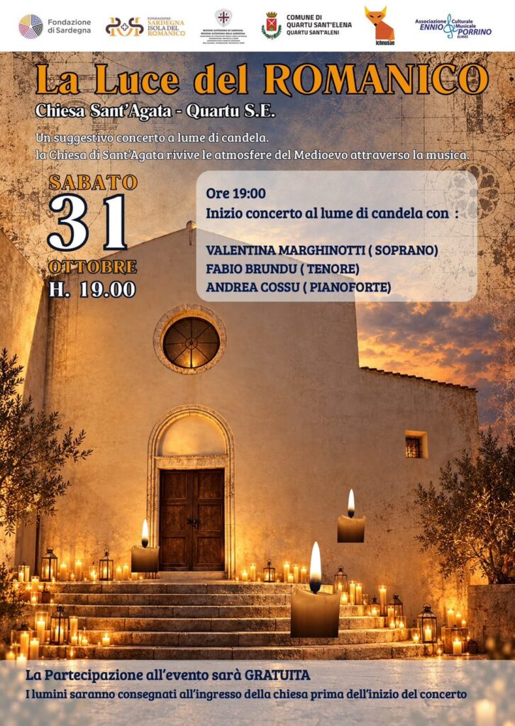 Locandina del concerto La Luce del Romanico nella chiesa di Sant'Agata a Quartu