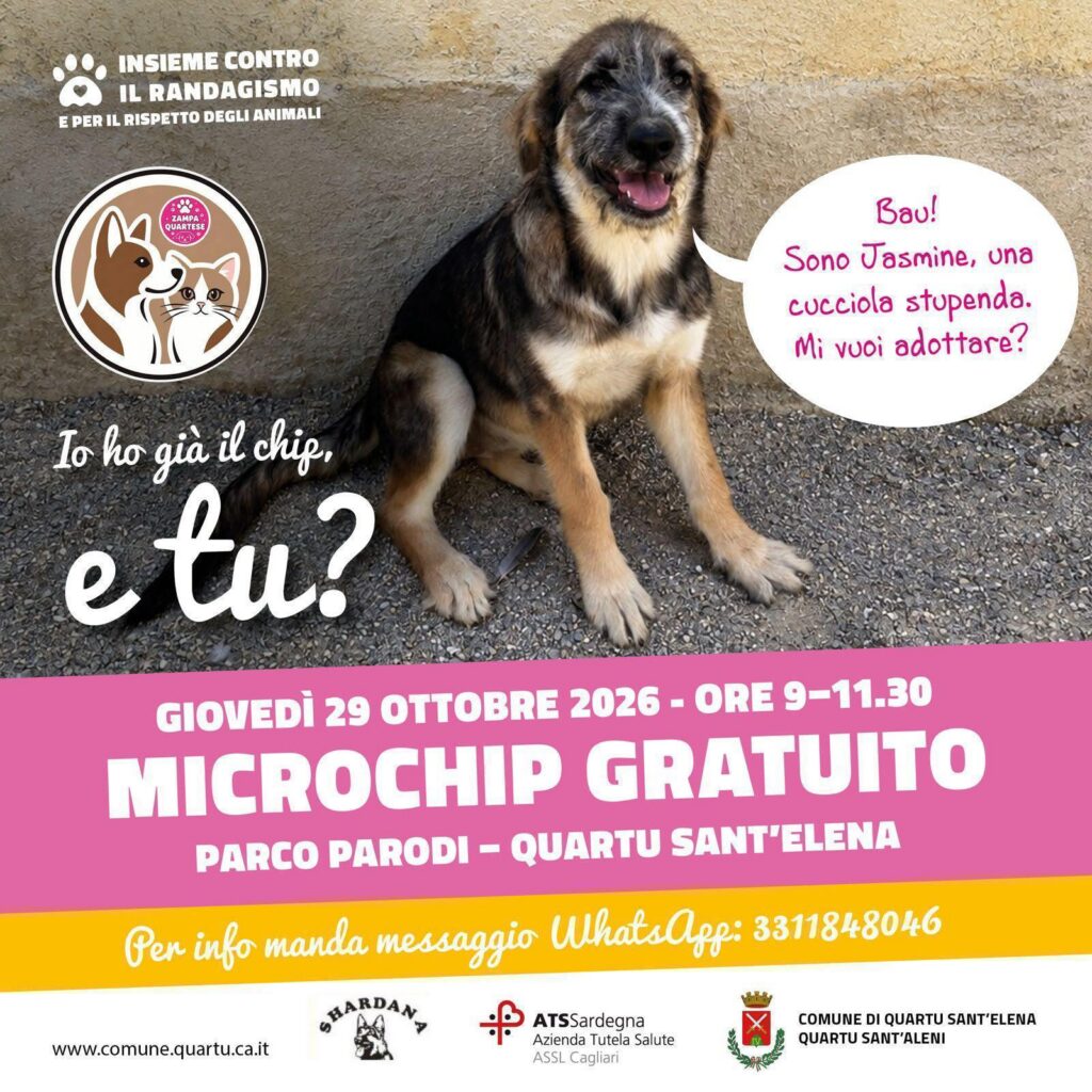 Locandina del Microchip Day al Parco Parodi di Quartu Sant'Elena del 29 ottobre 2026