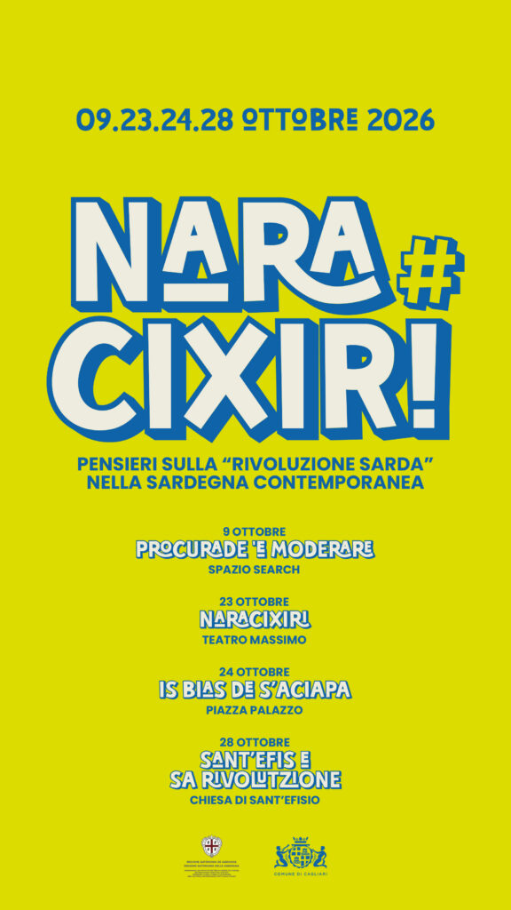 Locandina di Nara Cixiri 2026: quattro appuntamenti a Cagliari il 9, 23, 24 e 28 ottobre