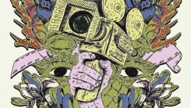 Illustrazione della locandina di NAZRA26: una mano che regge una cinepresa tra fiori e pellicola
