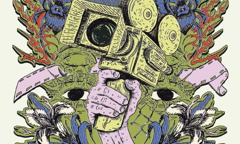 Illustrazione della locandina di NAZRA26: una mano che regge una cinepresa tra fiori e pellicola