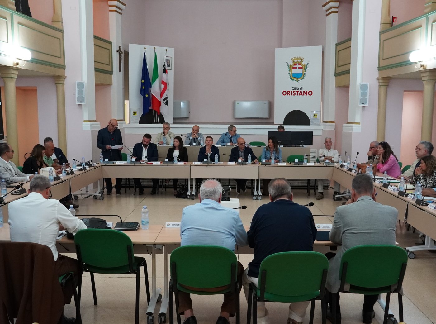 L’aula del Consiglio comunale di Oristano durante la seduta