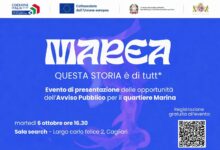 Locandina del progetto Marea: presentazione dell'avviso pubblico per il quartiere Marina, martedì 6 ottobre ore 16.30, Sala Search, Cagliari