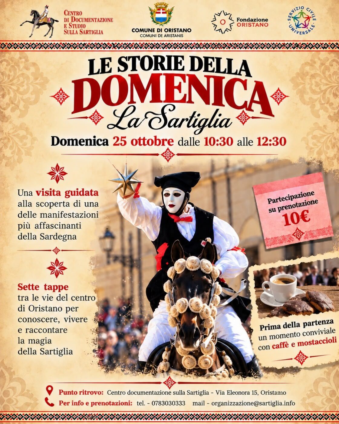 Locandina di Le storie della Domenica: la Sartiglia, domenica 25 ottobre dalle 10:30 alle 12:30 a Oristano